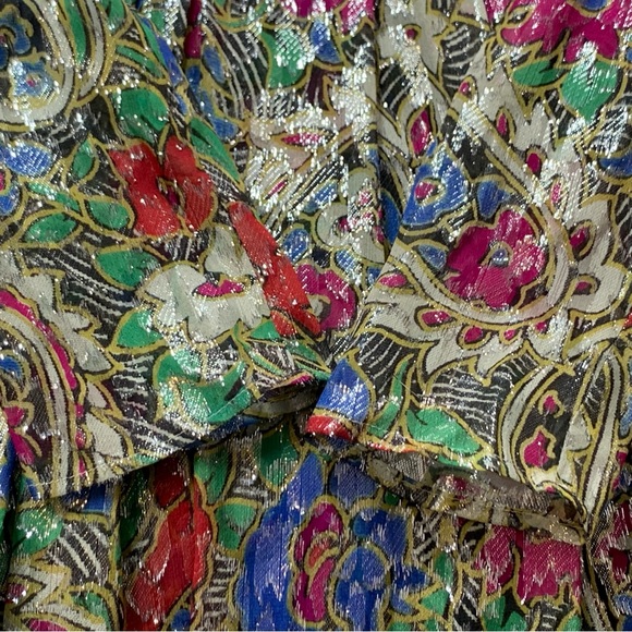 ISABEL MARANT Nalisma Metallic Floral Puff Long Sleeve Silk Dress - Picture 16 of 16